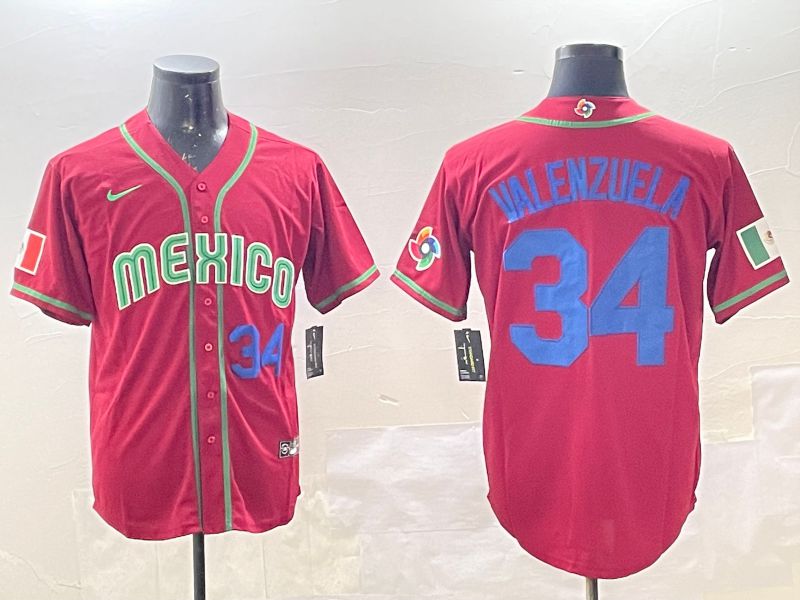 Men 2025 World Cub Mexico #34 Valenzuela Red Nike MLB Jersey style 9